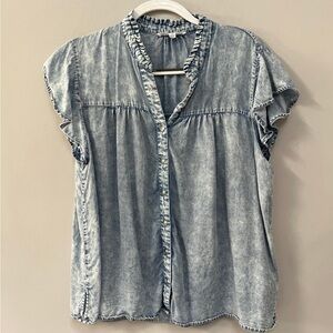 Denim Blouse with Buttons XL